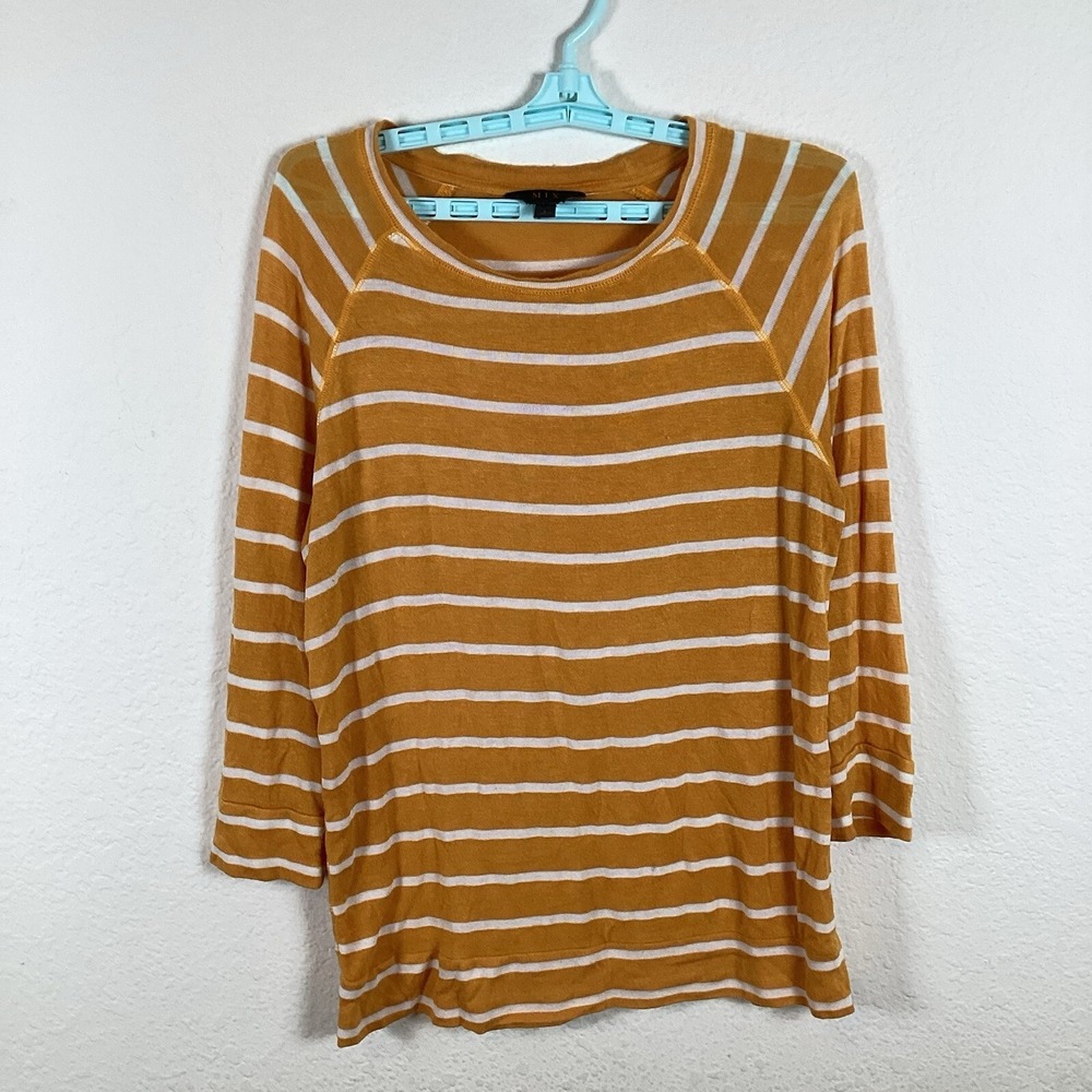 Mix By Hawthorne Womens Shirt Top Sz L Long Sleeve Pullover Comfort Top Striped
